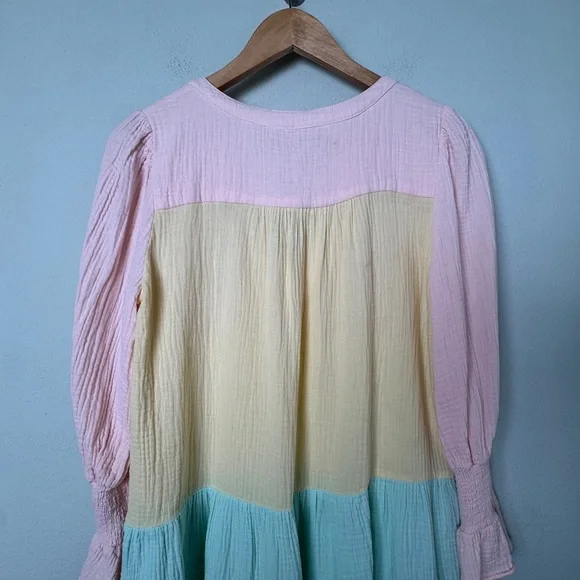 Tuckernuck Pomander Place Sorbet Colorblock Kenzo‎ Tiered Mini Gauze LS Dress S